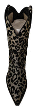 Gray Black Leopard Cowboy Boots Shoes Dolce & Gabbana