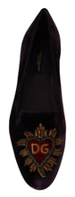 Purple Velvet DG Heart Loafers Flats Shoes Dolce & Gabbana