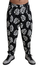 Black Leaf Cotton Stretch Trouser Pants Pants Dolce & Gabbana