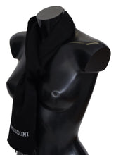 Black 100% Wool Unisex Neck Wrap Fringes Logo Scarf Missoni