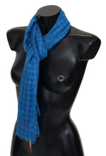 Blue Checkered Cashmere Unisex Wrap Fringes Scarf Missoni