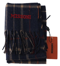 Black Checkered Unisex Neck Wrap Fringes Scarf Missoni