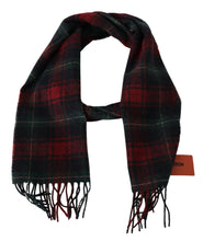 Black Red Check Wool Unisex Neck Wrap Fringes Scarf Missoni