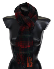 Black Red Check Wool Unisex Neck Wrap Fringes Scarf Missoni