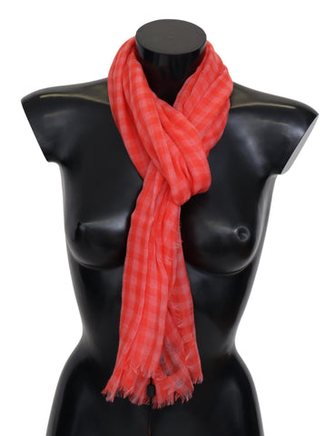 Orange Check Cashmere Unisex Wrap Fringes Scarf Missoni