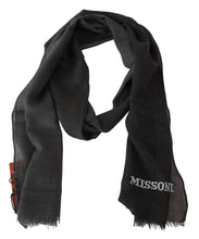 Black 100% Wool Unisex Neck Wrap Scarf Missoni