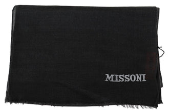 Black 100% Wool Unisex Neck Wrap Scarf Missoni