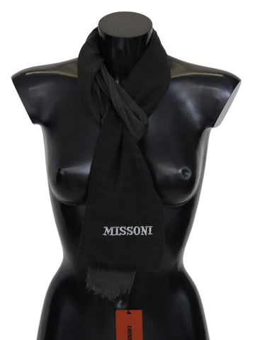 Black 100% Wool Unisex Neck Wrap Scarf Missoni
