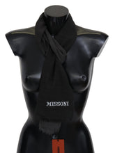Black 100% Wool Unisex Neck Wrap Scarf Missoni