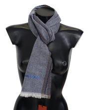 Gray Striped Wool Unisex Neck Wrap Fringes Scarf Missoni