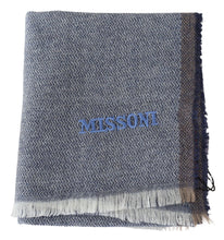 Gray Striped Wool Unisex Neck Wrap Fringes Scarf Missoni