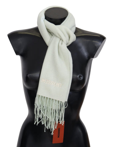 Light Green Pattern Cashmere Unisex Wrap Fringes Scarf Missoni