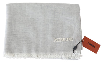 Gray Wool Knit Unisex Neck Wrap Scarf Missoni