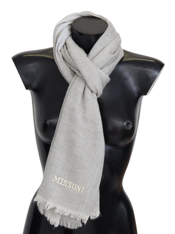 Gray Wool Knit Unisex Neck Wrap Scarf Missoni