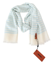Blue White Lined Cashmere Unisex Wrap Scarf Missoni