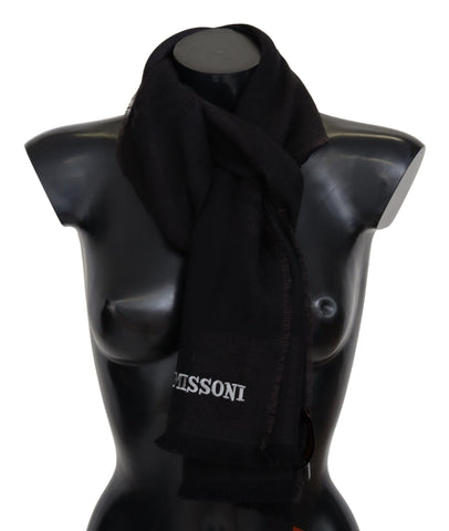 Black 100% Wool Unisex Neck Wrap Scarf Missoni