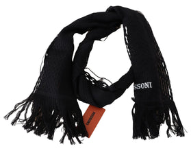 Black Wool Unisex Neck Warmer Wrap Scarf Missoni