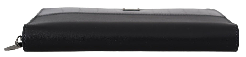 Black Zip Around Continental Clutch Leather Wallet Dolce & Gabbana
