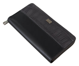 Black Zip Around Continental Clutch Leather Wallet Dolce & Gabbana