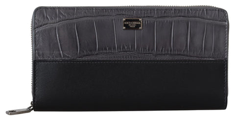Black Zip Around Continental Clutch Leather Wallet Dolce & Gabbana