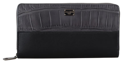 Black Zip Around Continental Clutch Leather Wallet Dolce & Gabbana