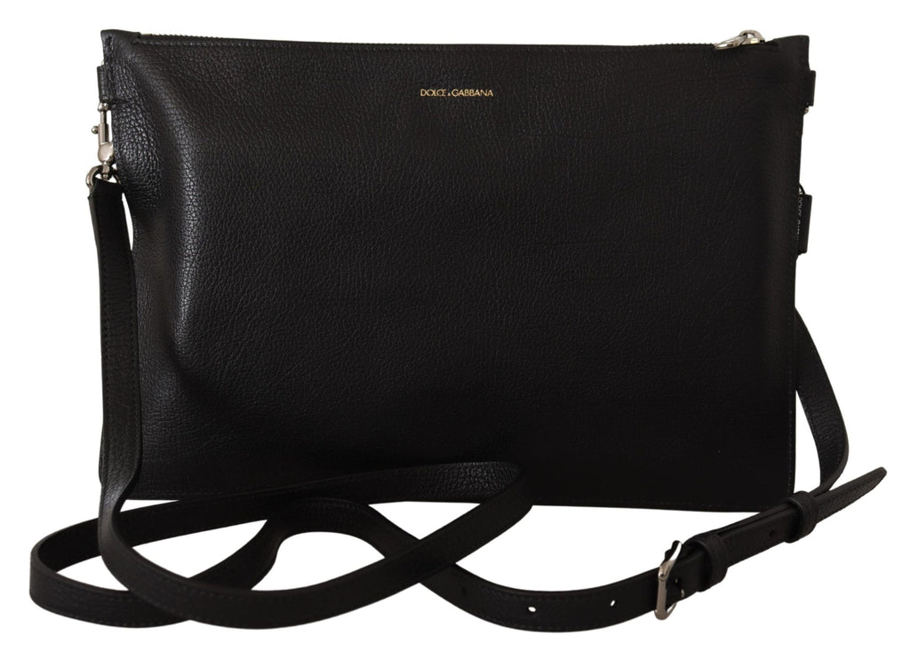 Black Exotic Leather Shoulder Sling Alta Sartoria Bag Dolce & Gabbana
