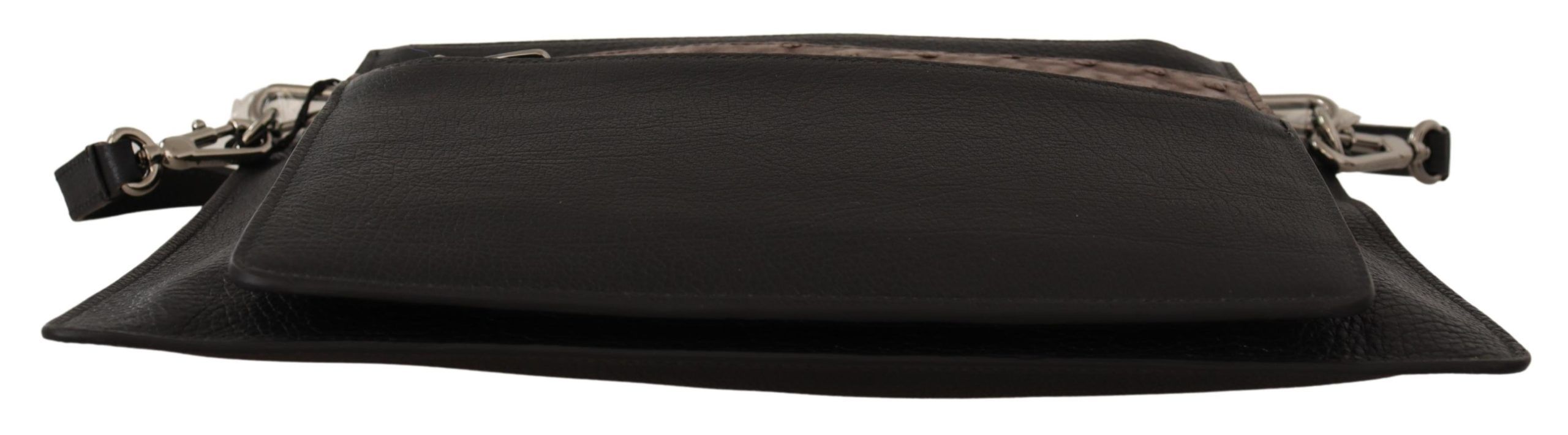 Black Exotic Leather Shoulder Sling Alta Sartoria Bag Dolce & Gabbana