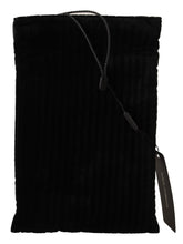 Black Velvet Quilt Drawstring Logo Plaque Pouch Bag Dolce & Gabbana