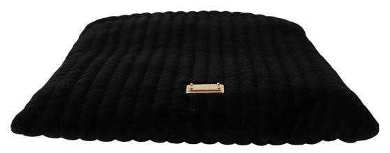Black Velvet Quilt Drawstring Logo Plaque Pouch Bag Dolce & Gabbana