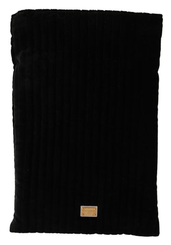 Black Velvet Quilt Drawstring Logo Plaque Pouch Bag Dolce & Gabbana