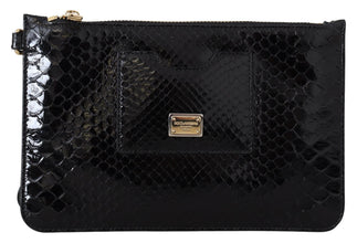 Black Leather Coin Purse Wristlet Mirror Agnese Wallet Dolce & Gabbana