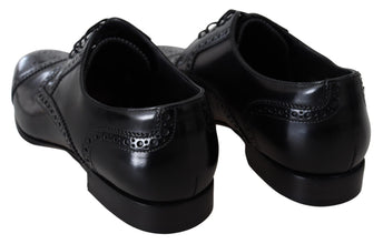 Black Leather Men Derby Formal Loafers Shoes Dolce & Gabbana