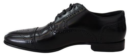 Black Leather Men Derby Formal Loafers Shoes Dolce & Gabbana