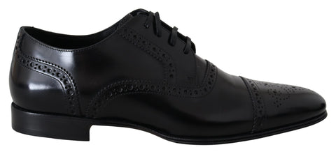 Black Leather Men Derby Formal Loafers Shoes Dolce & Gabbana