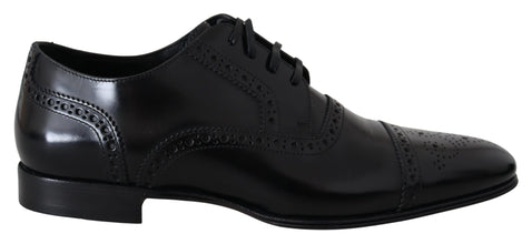 Black Leather Men Derby Formal Loafers Shoes Dolce & Gabbana