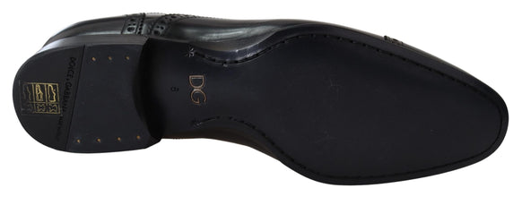 Black Leather Men Derby Formal Loafers Shoes Dolce & Gabbana