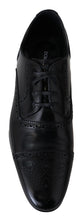 Black Leather Men Derby Formal Loafers Shoes Dolce & Gabbana