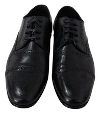 Black Leather Men Derby Formal Loafers Shoes Dolce & Gabbana