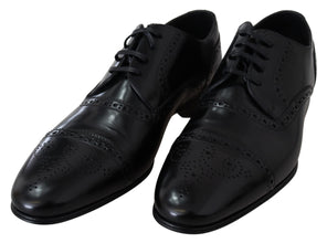 Black Leather Men Derby Formal Loafers Shoes Dolce & Gabbana