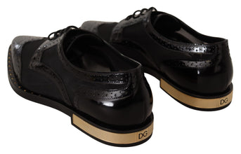 Black Leather Broques Sheer Wingtip Shoes Dolce & Gabbana