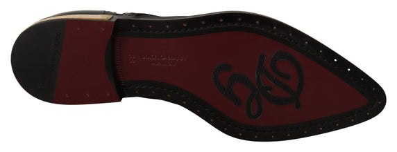 Black Leather Broques Sheer Wingtip Shoes Dolce & Gabbana