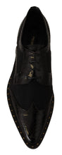 Black Leather Broques Sheer Wingtip Shoes Dolce & Gabbana