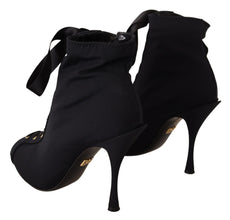 Black Stretch Short Ankle Boots Shoes Dolce & Gabbana