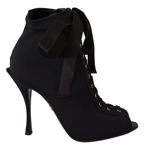 Black Stretch Short Ankle Boots Shoes Dolce & Gabbana