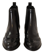 Black Leather Ankle High Flat Boots Shoes Dolce & Gabbana
