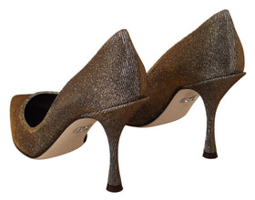 Gold Silver Fabric Heels Pumps Shoes Dolce & Gabbana