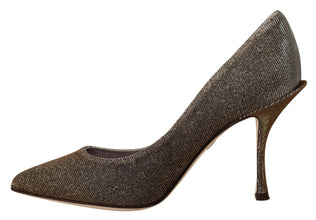 Gold Silver Fabric Heels Pumps Shoes Dolce & Gabbana