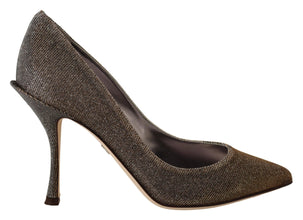 Gold Silver Fabric Heels Pumps Shoes Dolce & Gabbana