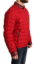 Red Brocade Bomber Gold Crown Logo Coat Jacket Dolce & Gabbana