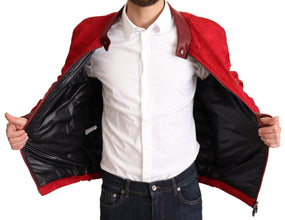 Red Brocade Bomber Gold Crown Logo Coat Jacket Dolce & Gabbana